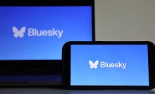 bluesky logo on a computer and phone