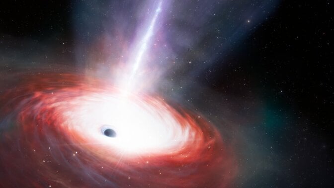 An artist's conception of the distant black hole LID-568.