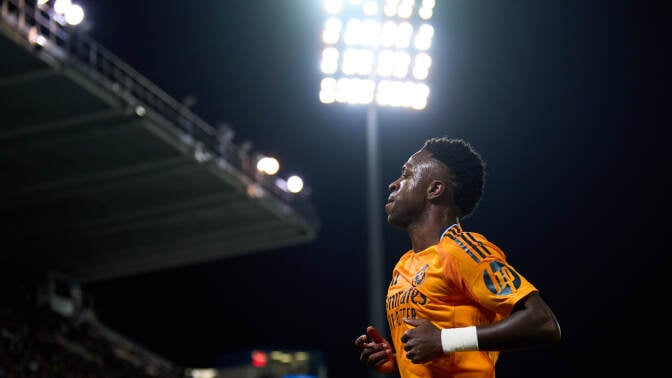 Vinicius Junior of Real Madrid looks on