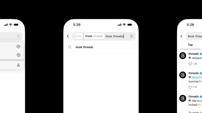 Threads screenshots showing how to search.